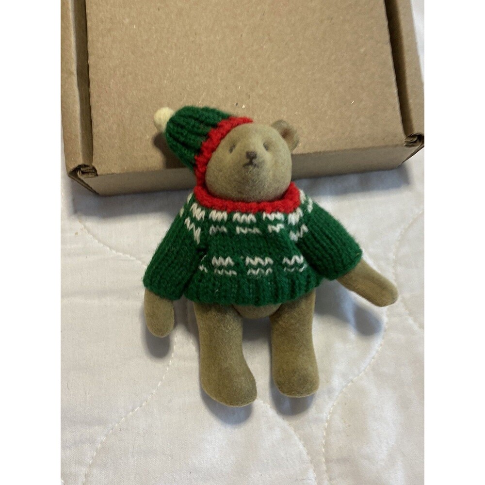 Gund Teddy Bear Miniature Jointed Winter Sweater & Hat Vintage HTF